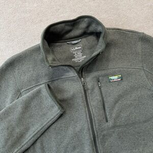 LL Bean Men's Sweater Fleece Full-Zip Jacket Slightly Fitted XL Green